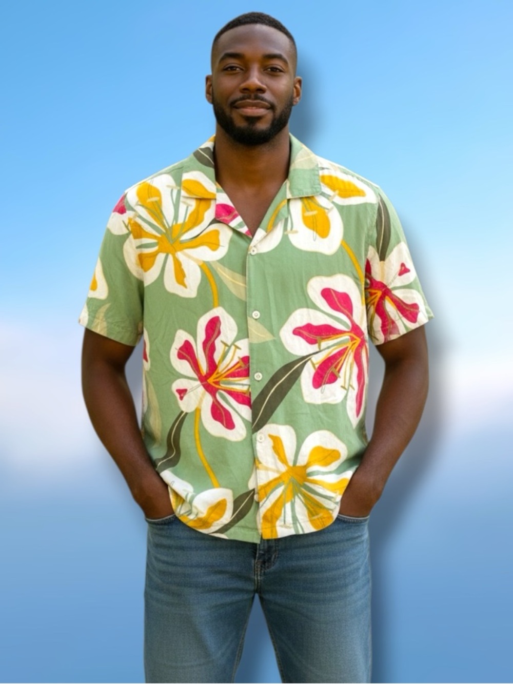 Men’s Original Use Floral Print Summer Short Sleeve Hawaiian Shirt